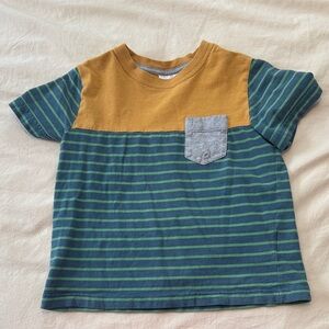 Hanna Andersson Green and Mustard Striped Tee